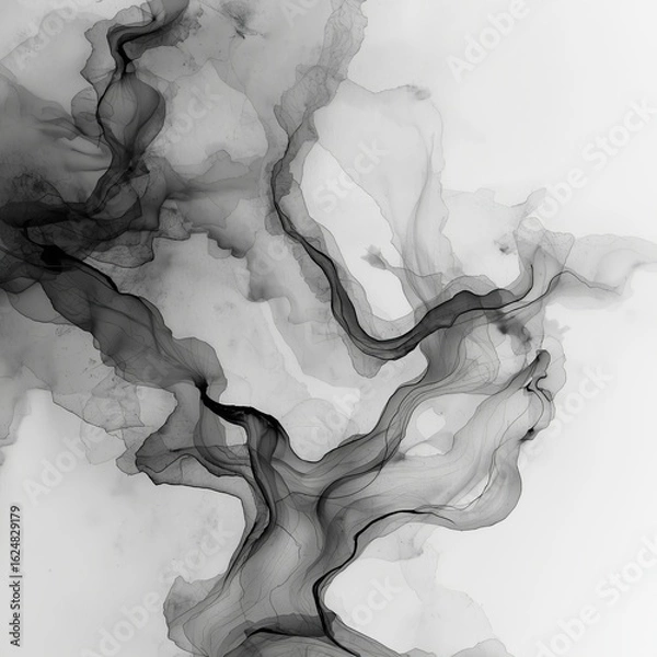Obraz monochrome ink wash background with abstract flow patterns