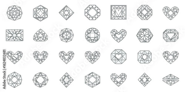 Fototapeta various geometric diamond shapes and heart shapes arranged in a grid pattern design
