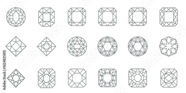 Fototapeta various diamond cut shapes including oval square and round in a geometric design