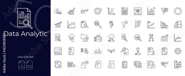 Fototapeta Data Analytic Line Editable Icons set. Vector illustration in modern thin line style of Data Analytic icons: analytic, analysis, optimization, etc