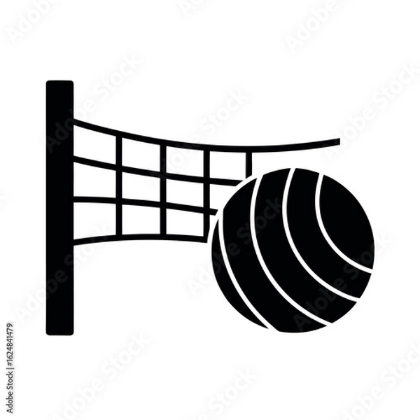 Obraz Volleyball Net and Ball Icon Vector Illustration