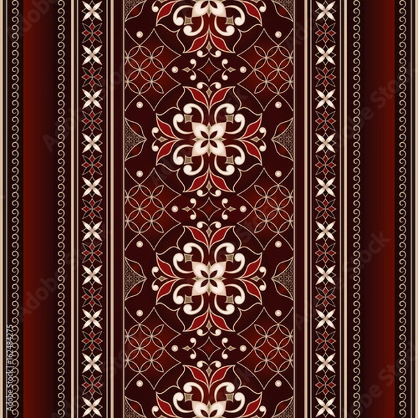 Fototapeta Vector line art seamless border for design template.