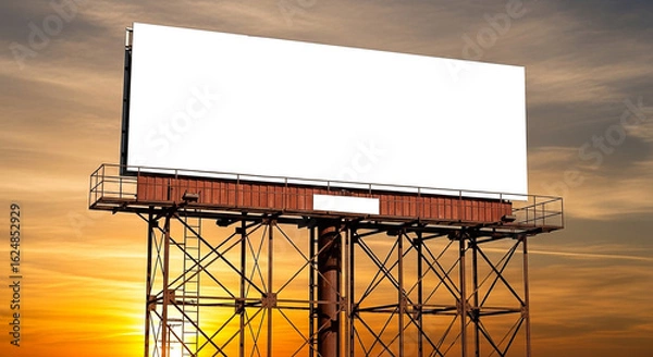 Obraz Blank Billboard Mockup: Rustic Sunset, Dramatic Sky, Advertising Space