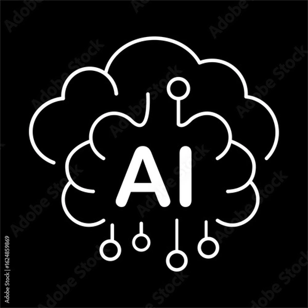 Obraz Brain Cloud AI icon. Vector icon design