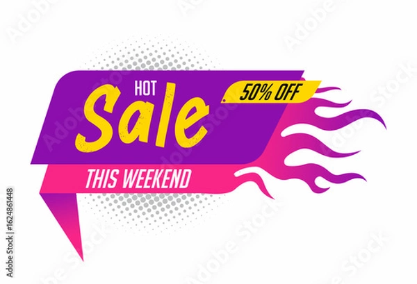 Fototapeta Hot sale price offer deal vector labels templates stickers designs with flame. Vector eps 