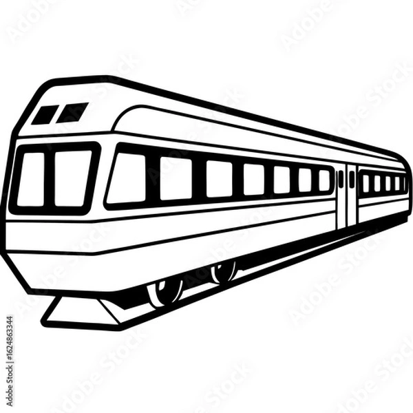 Fototapeta Elegant Passenger Train Line Art with Window Detail