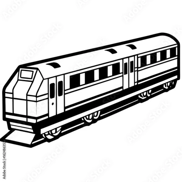 Fototapeta Elegant Passenger Train Line Art with Window Detail