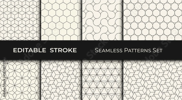 Obraz set of seamless geometric patterns, editable stroke 