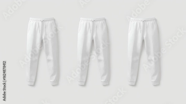 Obraz Blank white sport pants mockup, front and side view 