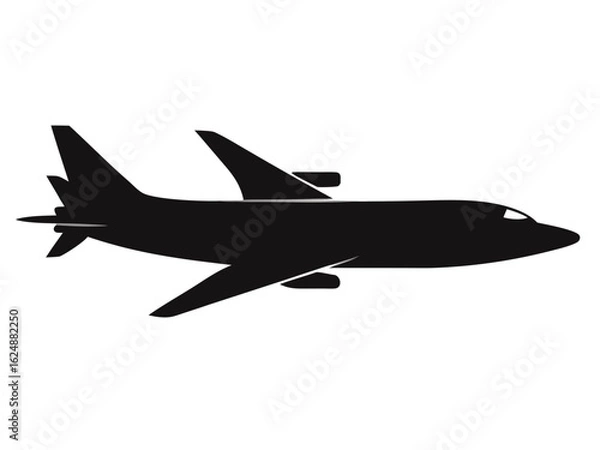 Fototapeta Airplane  icon,Airplane  black silhouette vector on white background