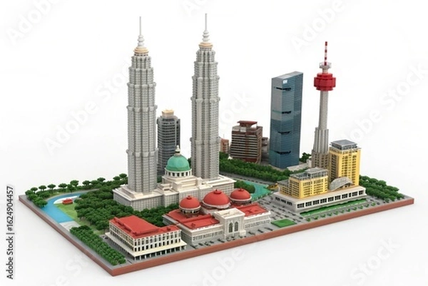Obraz High-Quality 3d Pixel Art Malaysia capital building: Trendy, Versatile & Top-Selling Designs	