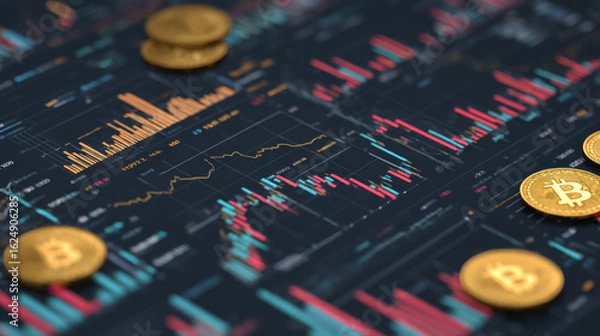 Fototapeta Bitcoin Focus: Data-Driven Decisions in the Crypto Sphere
