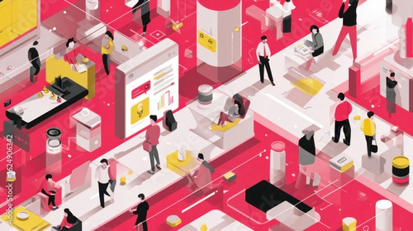 Fototapeta Workspace Pulse: The Rhythm of Digital Collaboration