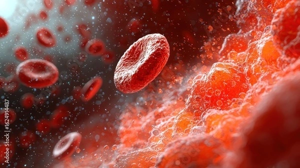 Obraz Microscopic View of Blood Cell Flow