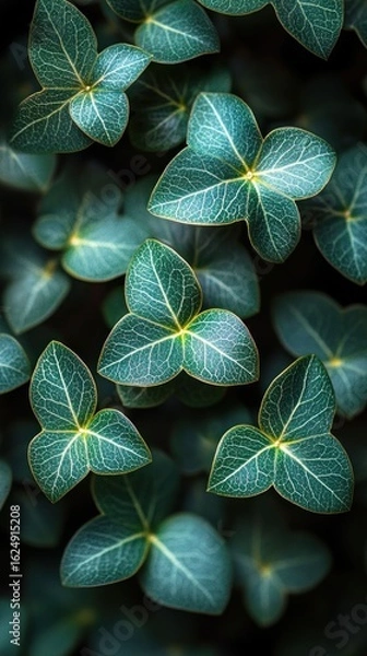 Obraz Intricate Green Leaves: A Close-Up View of Nature's Delicate Beauty