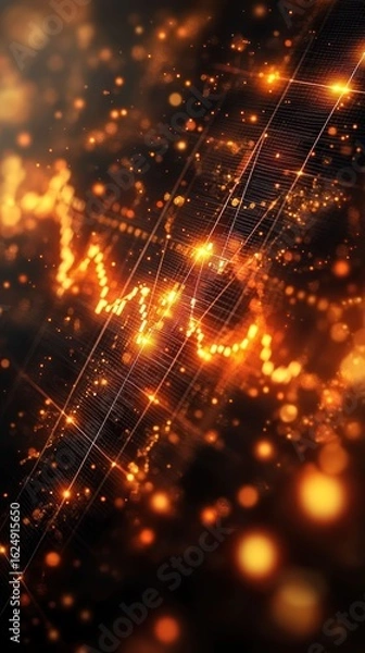 Obraz Abstract Stock Market Data Visualization: Glowing Orange Graph