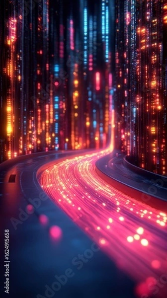 Obraz Digital Highway: A journey through the neon-lit streets of the digital world