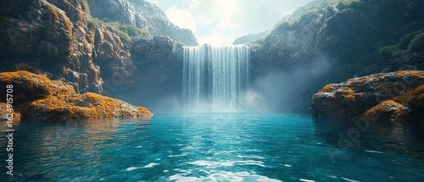 Obraz Majestic Waterfall Cascading into a Serene Pool