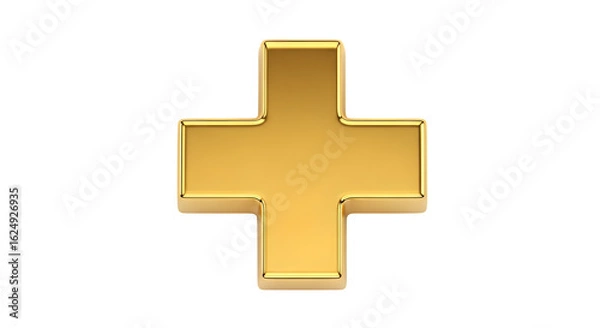 Fototapeta A shiny golden plus sign against a black background    .ai generative, transparent background, white background. isolated on white background, png, jpeg, jpg.
