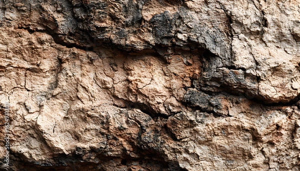 Fototapeta Rough, natural brown tree bark texture for an old wood or stone wall surface background