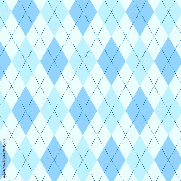 Obraz シームレスなアーガイルチェック柄パターン|スウォッチにパターンあり　パステルブルー
