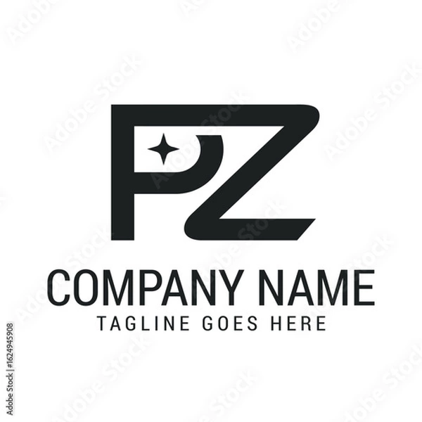Obraz Creative Letter PZ or ZP Modern Minimalist Vector Logo Design Templates for Brand