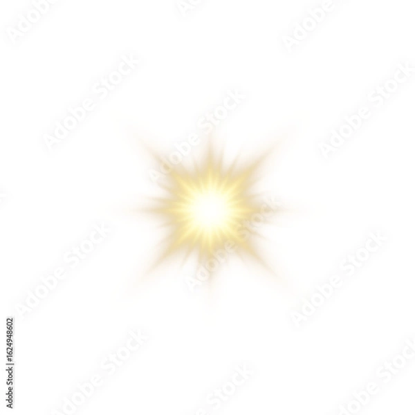 Fototapeta Bright sunlight PNG with star shine, space flare, and glowing flash. Futuristic luxury lens flare, burst, star