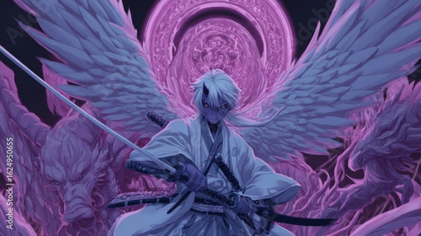 Fototapeta Ashen Crown: The Divine Duality of Flame and Steel