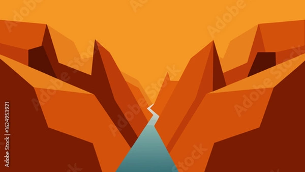 Obraz Paper Cut Canyon with Sharp Edges Geometric Landscape Art