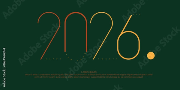 Fototapeta new color design of 2026 happy new year , isolated in exclusive color with green background 