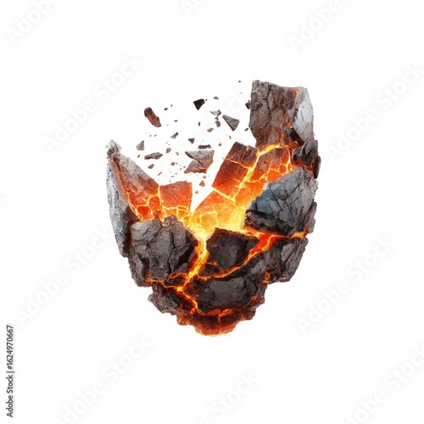 Fototapeta Exploding Planet, Fiery Molten Core, Shattered Rock, 3D Render