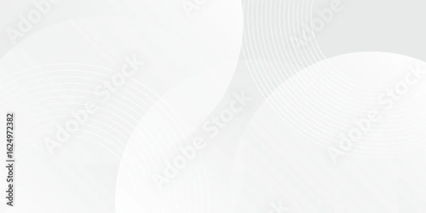 Obraz White geometric abstract background overlap layer on bright space with lines effect decoration.