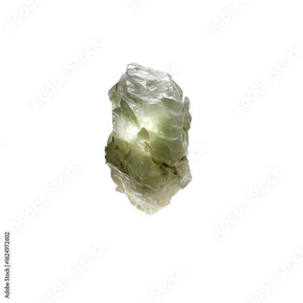 Obraz Luminous Green Prehnite Crystal Specimen on Black Background
