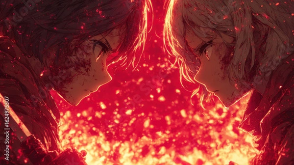 Fototapeta Ashes and Blades: Reckoning at Crimson Gate