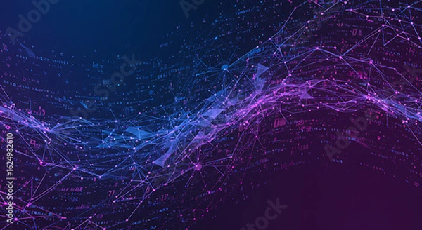 Obraz Abstract digital background of flowing blue and purple light lines suggesting speed or technology