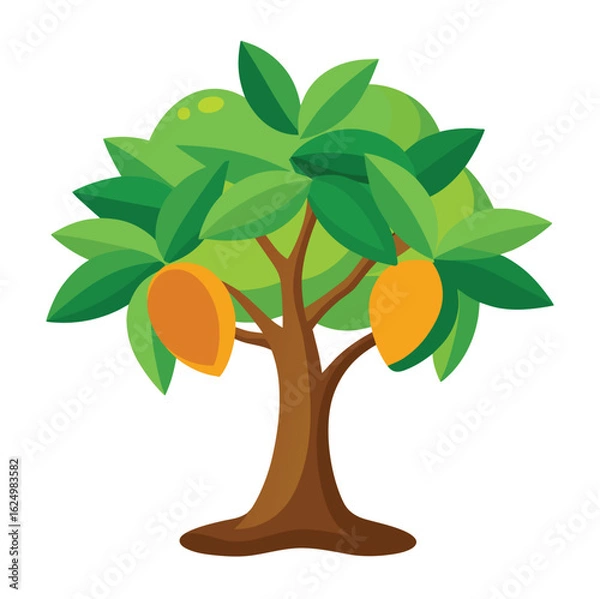 Obraz Cartoon orange tree with fruit isolated on white background