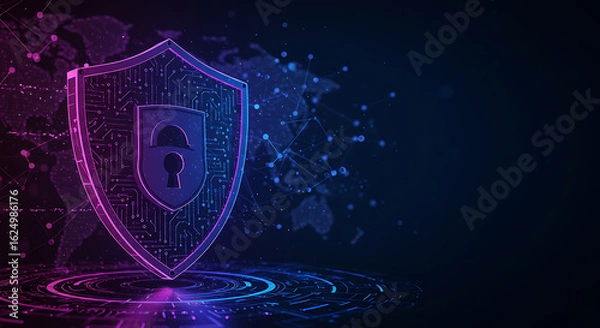 Obraz Abstract digital background of flowing blue and purple light lines suggesting speed or technology