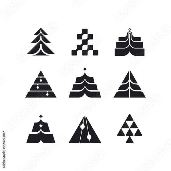 Obraz Minimalist Abstract Christmas Tree Icons Set