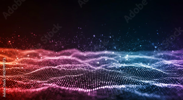 Fototapeta Abstract digital background of flowing blue and purple light lines suggesting speed or technology