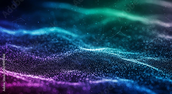 Obraz Abstract digital background of flowing blue and purple light lines suggesting speed or technology