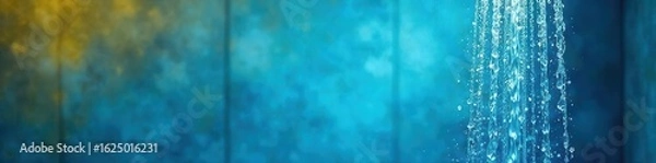 Obraz Yellow and blue shower, water stream against blue background Modern design , home improvement, modern