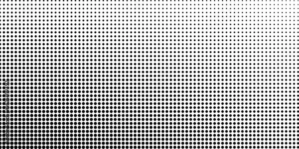 Fototapeta Halftone gradient. Dotted gradient, smooth dots spraying and halftones dot background seamless horizontal geometric pattern vector template set.