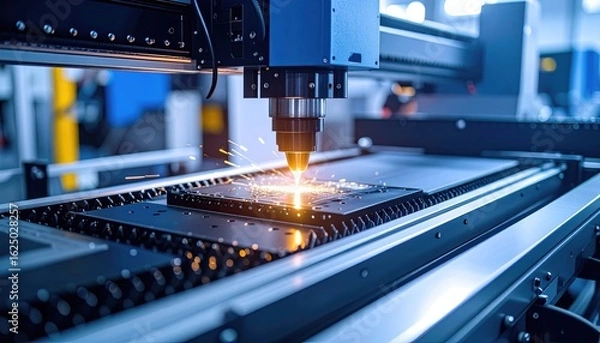 Obraz Industrial laser cutting machine