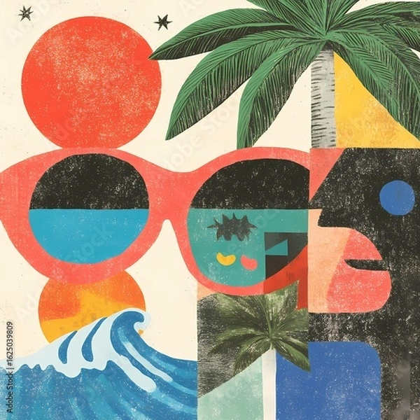 Obraz grunge background with palm trees