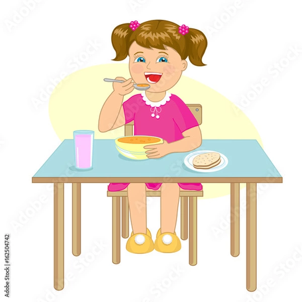 Fototapeta Девочка кушает
