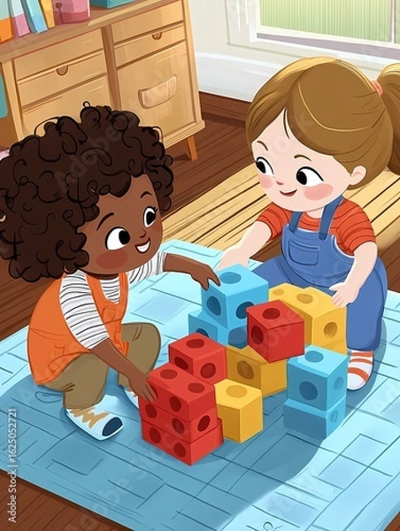 Fototapeta children playing with blocks