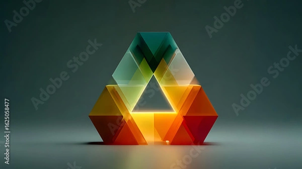 Fototapeta Abstract geometric triangular art with radiant lighting