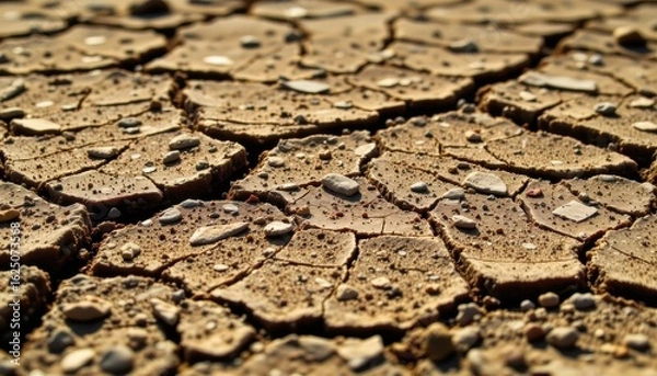 Fototapeta close up of shadow on cracked soil