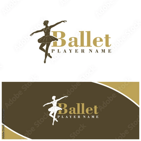 Fototapeta Ballet Dancer logo design vector. Silhouette Ballet Player Template Illustration