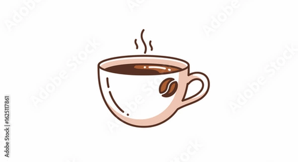 Fototapeta Hot Coffee Cup with Steam Illustration
